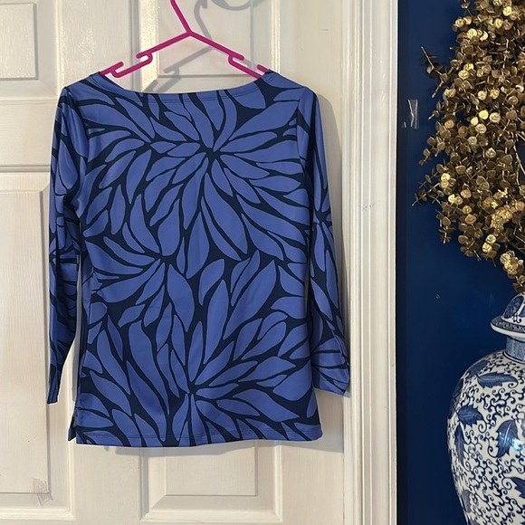 New Vineyard Vines Blue & Black Polyester & Spandex Long Sleeve Pullover Top XXS - Picture 6 of 11